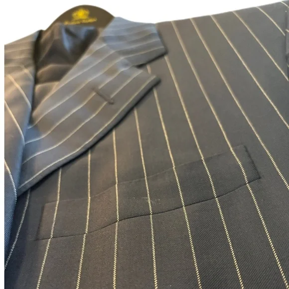 OXXFORD CLOTHES Suit (44R, Navy [Striped], Wool) - Picture 2 of 6